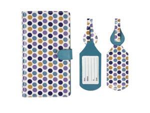 Luggage Set: Polka Dots Extra Long (8.5 in x 5 in) RFID Blocking Passport Case with Pen Holder + 2 Matching Luggage Tags Luggage Set: Polka Dots Extra Long (8.5 in x 5 in) RFID Blocking Passport Case with Pen Holder + 2 Matching Luggage Tags