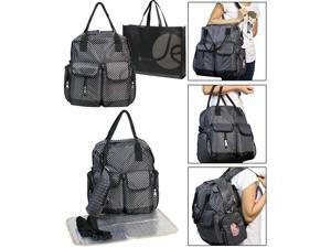 JAVOedge Black with Small Dots 3 Piece Set Diaper Bag, Bottle Zipper Pouch, Changing Mat and Bonus Reusable Tote Bag JAVOedge Black with Small Dots 3 Piece Set Diaper Bag, Bottle Zipper Pouch, Changing Mat and Bonus Reusable Tote Bag