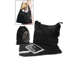 JAVOedge 2 Piece Set with Black Over the Shoulder Diaper Bag and Changing Pad with Zipper Pouch JAVOedge 2 Piece Set with Black Over the Shoulder Diaper Bag and Changing Pad with Zipper Pouch