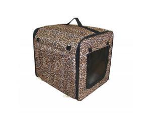 Dog Cat Pet leopard Bed House Soft Carrier Crate Cage w/Case L Dog Cat Pet leopard Bed House Soft Carrier Crate Cage w/Case L