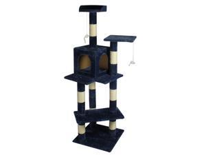 60" Cat Tree Condo Furniture Scratch Post Pet House Navy Blue 60" Cat Tree Condo Furniture Scratch Post Pet House Navy Blue
