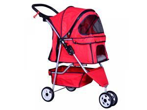 New Red Pet Stroller Cat Dog Cage 3 Wheels Stroller Travel Folding Carrier T13 New Red Pet Stroller Cat Dog Cage 3 Wheels Stroller Travel Folding Carrier T13