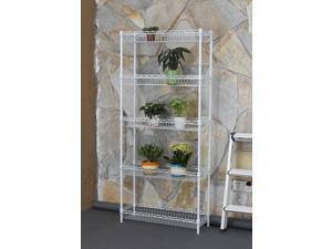5-shelf Home-style White Steel Wire Shelving Storage Rack With Baskets B5 5-shelf Home-style White Steel Wire Shelving Storage Rack With Baskets B5