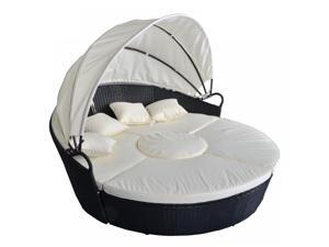 Outdoor Patio Sofa Furniture Round Retractable Canopy Daybed Black Wicker Rattan Outdoor Patio Sofa Furniture Round Retractable Canopy Daybed Black Wicker Rattan