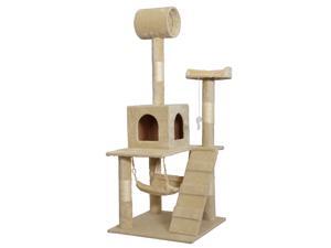 Beige 55" Cat Tree Tower Condo Scratcher Furniture Kitten House Hammock Beige 55" Cat Tree Tower Condo Scratcher Furniture Kitten House Hammock
