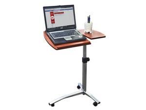 Angle & Height Adjustable Rolling Laptop Table Desk (Brown) Angle & Height Adjustable Rolling Laptop Table Desk (Brown)