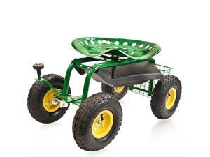 Garden Cart Rolling Work Seat With Tool Tray Heavy Duty Gardening Planting New Garden Cart Rolling Work Seat With Tool Tray Heavy Duty Gardening Planting New