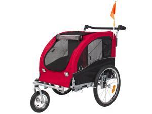 2 IN 1 Pet Dog Bike Trailer Bicycle Trailer Stroller Jogging w/ Suspension Red 2 IN 1 Pet Dog Bike Trailer Bicycle Trailer Stroller Jogging w/ Suspension Red