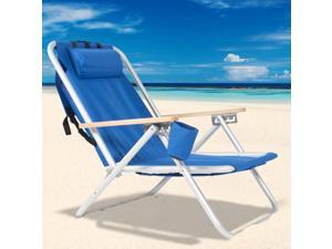 Backpack Beach Chair Folding Portable Chair Blue Solid Construction Camping New Backpack Beach Chair Folding Portable Chair Blue Solid Construction Camping New