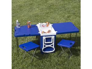 Multi Function Rolling Cooler With Table And 2 Chairs Picnic Camping Outdoor Multi Function Rolling Cooler With Table And 2 Chairs Picnic Camping Outdoor