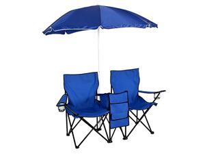 Picnic Double Folding Chair w Umbrella Table Cooler Fold Up Beach Camping Chair Picnic Double Folding Chair w Umbrella Table Cooler Fold Up Beach Camping Chair