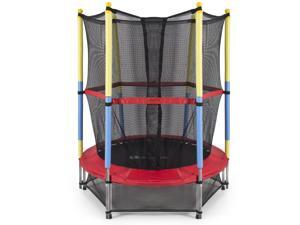 54" Round Kids Mini Trampoline w/ Enclosure Net Pad Rebounder Indoor Exercise 54" Round Kids Mini Trampoline w/ Enclosure Net Pad Rebounder Indoor Exercise