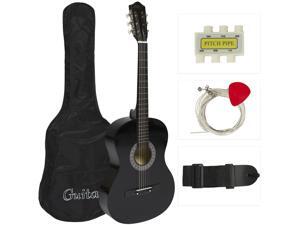 New Beginners Acoustic Guitar With Guitar Case, Strap, Tuner and Pick Black New Beginners Acoustic Guitar With Guitar Case, Strap, Tuner and Pick Black