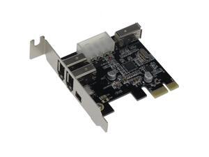 SEDNA - PCIe ( PCI EXpress ) 3+1 Ports 1394A ( Firewire ) Adapter card ( VIA ) ( 3E1I, 2x 6 Pin + 1 x 4 Pin external port ) with low profile bracket SEDNA - PCIe ( PCI EXpress ) 3+1 Ports 1394A ( Firewire ) Adapter card ( VIA ) ( 3E1I, 2x 6 Pin + 1 x 4 Pin external port ) with low profile bracket