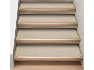 Set of 12 Attachable Indoor Carpet Stair Treads - Ivory Cream - 8 In. X 30 In. Set of 12 Attachable Indoor Carpet Stair Treads - Ivory Cream - 8 In. X 30 In.