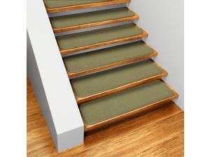 Set of 15 Skid-resistant Carpet Stair Treads - Olive Green - 8 In. X 30 In. Set of 15 Skid-resistant Carpet Stair Treads - Olive Green - 8 In. X 30 In.