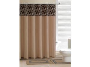 Home Dynamix Designer Bath Shower Curtain and Bath Rug Set: DB15L-150 Leopard Beige: 15 Piece Bath Set Home Dynamix Designer Bath Shower Curtain and Bath Rug Set: DB15L-150 Leopard Beige: 15 Piece Bath Set