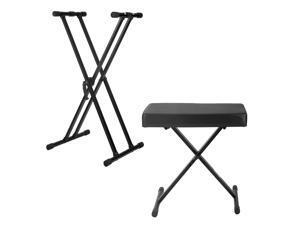 Knox Adjustable Double X Keyboard Stand with Bench Knox Adjustable Double X Keyboard Stand with Bench
