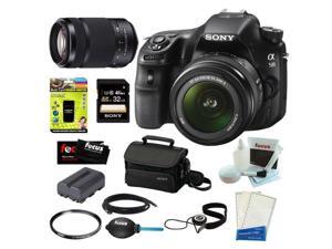 Sony a58 SLT-A58K SLT-A58 with 18-55mm Zoom Lens 20.1MP DSLR Camera w/ 2.7" LCD Screen (Black) + Sony SAL-55300 DT 55-300mm f/4.5-5.6 Zoom Lens + Sony 32GB Memory Card + Sony Case + Accessories Sony a58 SLT-A58K SLT-A58 with 18-55mm Zoom Lens 20.1MP DSLR Camera w/ 2.7" LCD Screen (Black) + Sony SAL-55300 DT 55-300mm f/4.5-5.6 Zoom Lens + Sony 32GB Memory Card + Sony Case + Accessories
