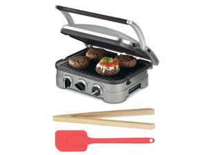 Cuisinart GR4NFR GR-4N 5-in-1 Griddler + 6.5" Long Bamboo Toast Tong + 10.5" Silicone Spatula in Cherry Cuisinart GR4NFR GR-4N 5-in-1 Griddler + 6.5" Long Bamboo Toast Tong + 10.5" Silicone Spatula in Cherry