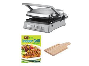 Cuisinart GR-150 Griddler Deluxe in Brushed Stainless w/ 125 Best Indoor Grill Recipes & Update International Wooden Bread Board 3/4-Inch Cuisinart GR-150 Griddler Deluxe in Brushed Stainless w/ 125 Best Indoor Grill Recipes & Update International Wooden Bread Board 3/4-Inch