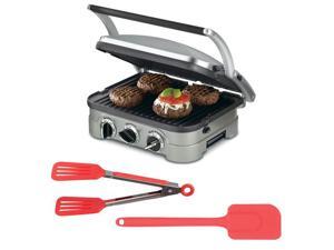 Cuisinart GR-4N Griddler Stainless Steel 4-in-1 Grill/Griddle & Panini Press + 10.5in Silicone Spatula Cherry + 8-inch Nylon Flipper Tongs Cuisinart GR-4N Griddler Stainless Steel 4-in-1 Grill/Griddle & Panini Press + 10.5in Silicone Spatula Cherry + 8-inch Nylon Flipper Tongs