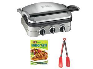 Cuisinart GR-4N Griddler Stainless Steel Grill/Griddle & Panini Press + 125 Best Indoor Grill Recipes + 8-inch Nylon Flipper Tongs Cuisinart GR-4N Griddler Stainless Steel Grill/Griddle & Panini Press + 125 Best Indoor Grill Recipes + 8-inch Nylon Flipper Tongs