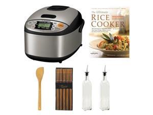 Zojirushi NS-LAC05 Micom 3-Cup Rice Cooker and Warmer Bundle with Cookbook + Silk Wrapped Chopsticks + 2 Oil & Vinegar Bottles + Bamboo Spatula Spoon Zojirushi NS-LAC05 Micom 3-Cup Rice Cooker and Warmer Bundle with Cookbook + Silk Wrapped Chopsticks + 2 Oil & Vinegar Bottles + Bamboo Spatula Spoon