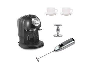 DeLonghi BAR32 Retro 15 BAR Pump Espresso and Cappuccino Maker with Espresso Tamper, Two 3 oz Ceramic Tiara Espresso Cups and Saucers, and Knox Handheld Milk Frother DeLonghi BAR32 Retro 15 BAR Pump Espresso and Cappuccino Maker with Espresso Tamper, Two 3 oz Ceramic Tiara Espresso Cups and Saucers, and Knox Handheld Milk Frother