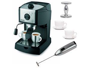DeLonghi EC155 15 BAR Pump Espresso and Cappuccino Maker with Espresso Tamper, Two 3 oz Ceramic Tiara Espresso Cups and Saucers, and Knox Handheld Milk Frother DeLonghi EC155 15 BAR Pump Espresso and Cappuccino Maker with Espresso Tamper, Two 3 oz Ceramic Tiara Espresso Cups and Saucers, and Knox Handheld Milk Frother