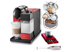 DeLonghi Lattissima+ EN 520.R with Nespresso Capsule System in Red Bundle with 15-piece Espresso Set + Drawer for Capsules and Knox Milk Frother DeLonghi Lattissima+ EN 520.R with Nespresso Capsule System in Red Bundle with 15-piece Espresso Set + Drawer for Capsules and Knox Milk Frother
