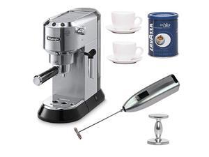 DeLonghi EC680 Dedica 15-Bar Pump Espresso Machine with Espresso Tamper, Lavazza In Blue Ground Espresso Coffee 8.8 oz Can, Two 3 oz Ceramic Tiara Espresso Cups and Saucers, and Handheld Milk Frother DeLonghi EC680 Dedica 15-Bar Pump Espresso Machine with Espresso Tamper, Lavazza In Blue Ground Espresso Coffee 8.8 oz Can, Two 3 oz Ceramic Tiara Espresso Cups and Saucers, and Handheld Milk Frother