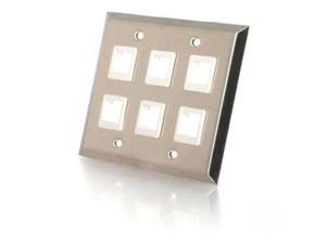 C2G 37098 C2G 6-Port Double Gang Multimedia Keystone Wall Plate - Stainless Steel - 6 x Socket(s) - 2-gang C2G 37098 C2G 6-Port Double Gang Multimedia Keystone Wall Plate - Stainless Steel - 6 x Socket(s) - 2-gang