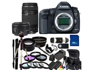 Canon EOS 5D Mark III Digital SLR with 75-300mm f/4.0-5.6 III USM & 50mm f/1.8 II Lenses + Wide Angle & Telephoto, 3 Piece Filter Kit (UV-CPl-FLD), 4 Piece Macro Filter Set (+1,+2,+4,+10) & More! Canon EOS 5D Mark III Digital SLR with 75-300mm f/4.0-5.6 III USM & 50mm f/1.8 II Lenses + Wide Angle & Telephoto, 3 Piece Filter Kit (UV-CPl-FLD), 4 Piece Macro Filter Set (+1,+2,+4,+10) & More!