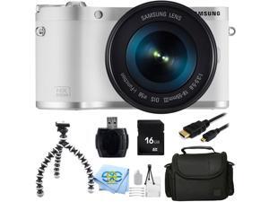 Samsung NX300M 20.3MP CMOS Smart WiFi & NFC Compact Interchangeable Lens Digital Camera with 18-55mm Lens and 3.3" AMOLED Touch Screen (White) + 16GB Bundle 9PC Accessory Kit Samsung NX300M 20.3MP CMOS Smart WiFi & NFC Compact Interchangeable Lens Digital Camera with 18-55mm Lens and 3.3" AMOLED Touch Screen (White) + 16GB Bundle 9PC Accessory Kit