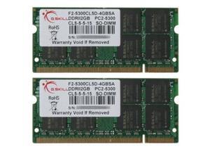 G.SKILL 4GB (2 x 2GB) DDR2 667MHz PC2 5300-200-Pin Laptop Memory Model F2-5300CL5D-4GBSA G.SKILL 4GB (2 x 2GB) DDR2 667MHz PC2 5300-200-Pin Laptop Memory Model F2-5300CL5D-4GBSA
