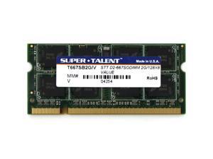 Super Talent 2GB DDR2 PC-5400 667MHz Value Notebook Memory Model T667SB2G/V Super Talent 2GB DDR2 PC-5400 667MHz Value Notebook Memory Model T667SB2G/V