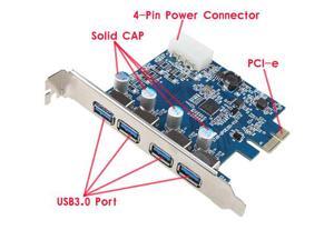 USB 3.0 PCI-e Express Card with 4 USB 3.0 Ports and 5V 4-Pin Power Connector for Desktops PCI Express Expansion Card Adapter (1 minute to upgrade your PC to USB3.0) USB 3.0 PCI-e Express Card with 4 USB 3.0 Ports and 5V 4-Pin Power Connector for Desktops PCI Express Expansion Card Adapter (1 minute to upgrade your PC to USB3.0)