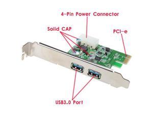 USB 3.0 PCI-e Express Card with 2 USB 3.0 Ports and 5V 4-Pin Power Connector for Desktops PCI Express Expansion Card Adapter USB 3.0 PCI-e Express Card with 2 USB 3.0 Ports and 5V 4-Pin Power Connector for Desktops PCI Express Expansion Card Adapter
