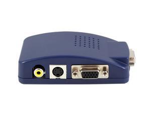 Computer Laptop PC VGA to TV AV, RCA, S-Video, HD15(VGA) Converter Adapter Box Composite - Blue Computer Laptop PC VGA to TV AV, RCA, S-Video, HD15(VGA) Converter Adapter Box Composite - Blue