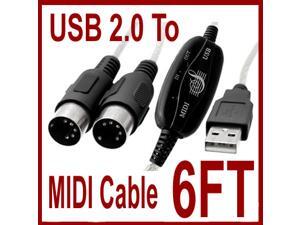 6FT USB to MIDI Cable PC Interface Adapter Keyboard Music Cord 6FT USB to MIDI Cable PC Interface Adapter Keyboard Music Cord