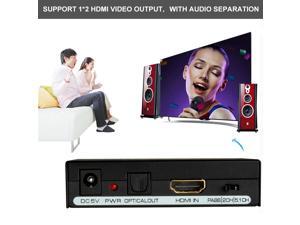 Agptek 1x2 Splitter with Integrated Audio Extractor with RCA L/R Stereo and Optical Audio Outputs, plug and play Agptek 1x2 Splitter with Integrated Audio Extractor with RCA L/R Stereo and Optical Audio Outputs, plug and play
