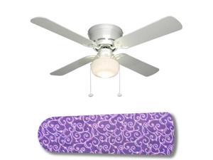 Purple Passion White Swirls 42" Ceiling Fan with Lamp Purple Passion White Swirls 42" Ceiling Fan with Lamp