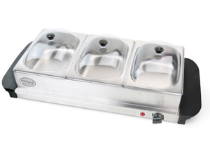 NOSTALGIA ELECTRICS BCD-332 Mini 3 Station Stainless Steel Buffet NOSTALGIA ELECTRICS BCD-332 Mini 3 Station Stainless Steel Buffet