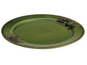 Paula Deen 58666 12-in. Southern Pine Round Platter, Green Paula Deen 58666 12-in. Southern Pine Round Platter, Green