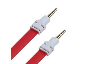 Red 3 ft Noodle Audio Cable 3.5 Plug for Compatible Mobile Phones Devices Red 3 ft Noodle Audio Cable 3.5 Plug for Compatible Mobile Phones Devices