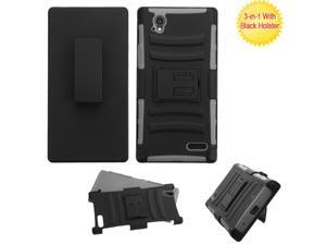 For N9518 Warp Elite Black/Gray Advanced Armor Stand Case Cover (With Holster) For N9518 Warp Elite Black/Gray Advanced Armor Stand Case Cover (With Holster)