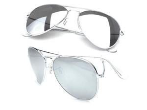 Silver Mirror Aviator Style Sunglasses Silver Mirror Aviator Style Sunglasses