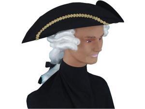 Adult Colonial Tricorn Hat with Attached Wig Adult Colonial Tricorn Hat with Attached Wig
