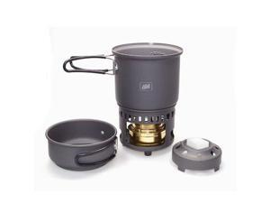 Esbit 5-Piece Trekking Cook Set Includes Brass Alcohol Burner Stove And 2 Anodized Aluminum Pots - Esbit Esbit 5-Piece Trekking Cook Set Includes Brass Alcohol Burner Stove And 2 Anodized Aluminum Pots - Esbit